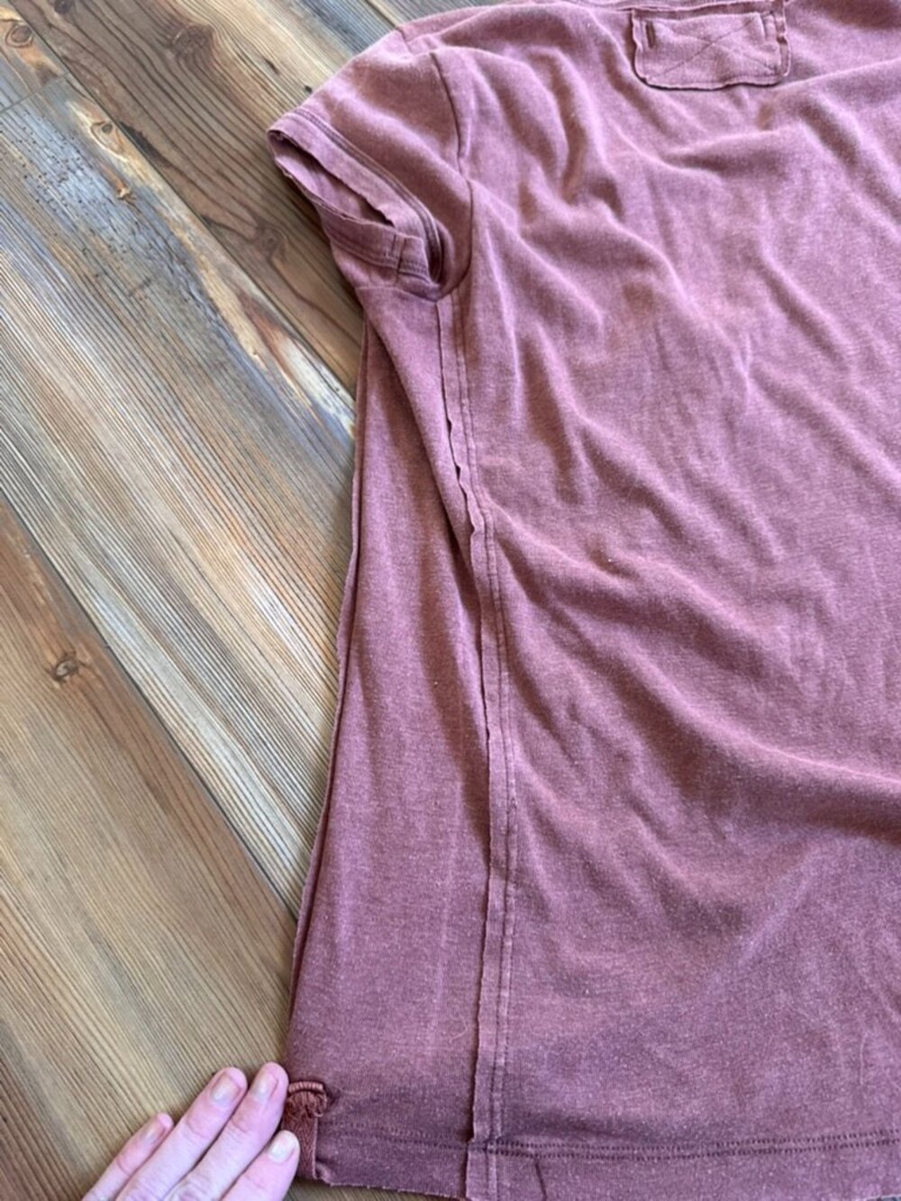 Free People We The Free Perfect Tee Mauve Raw Edge Cotton Size Small - Picture 4 of 5